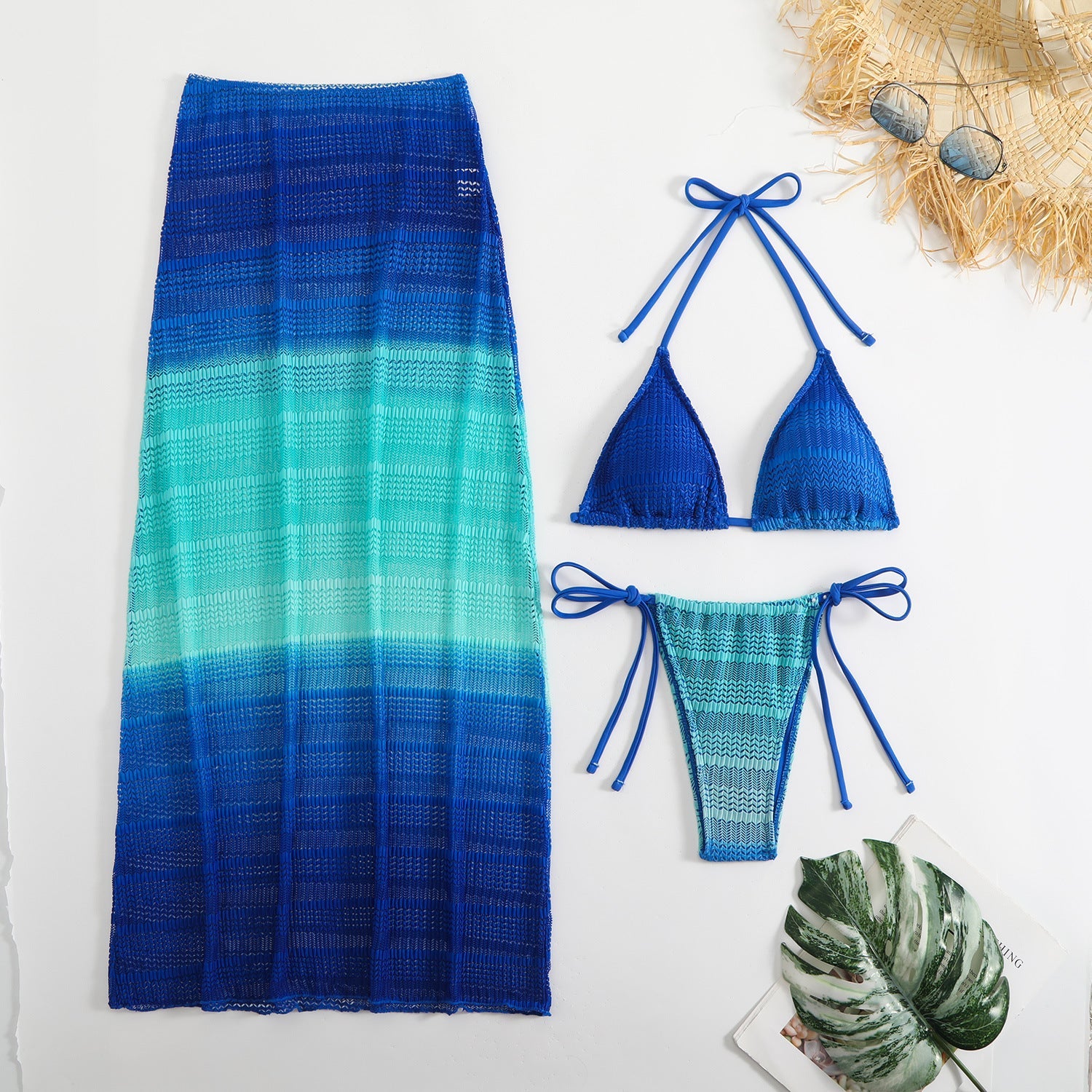 Damen Stilvolles Bikiniset mit transparentem Rock R&B