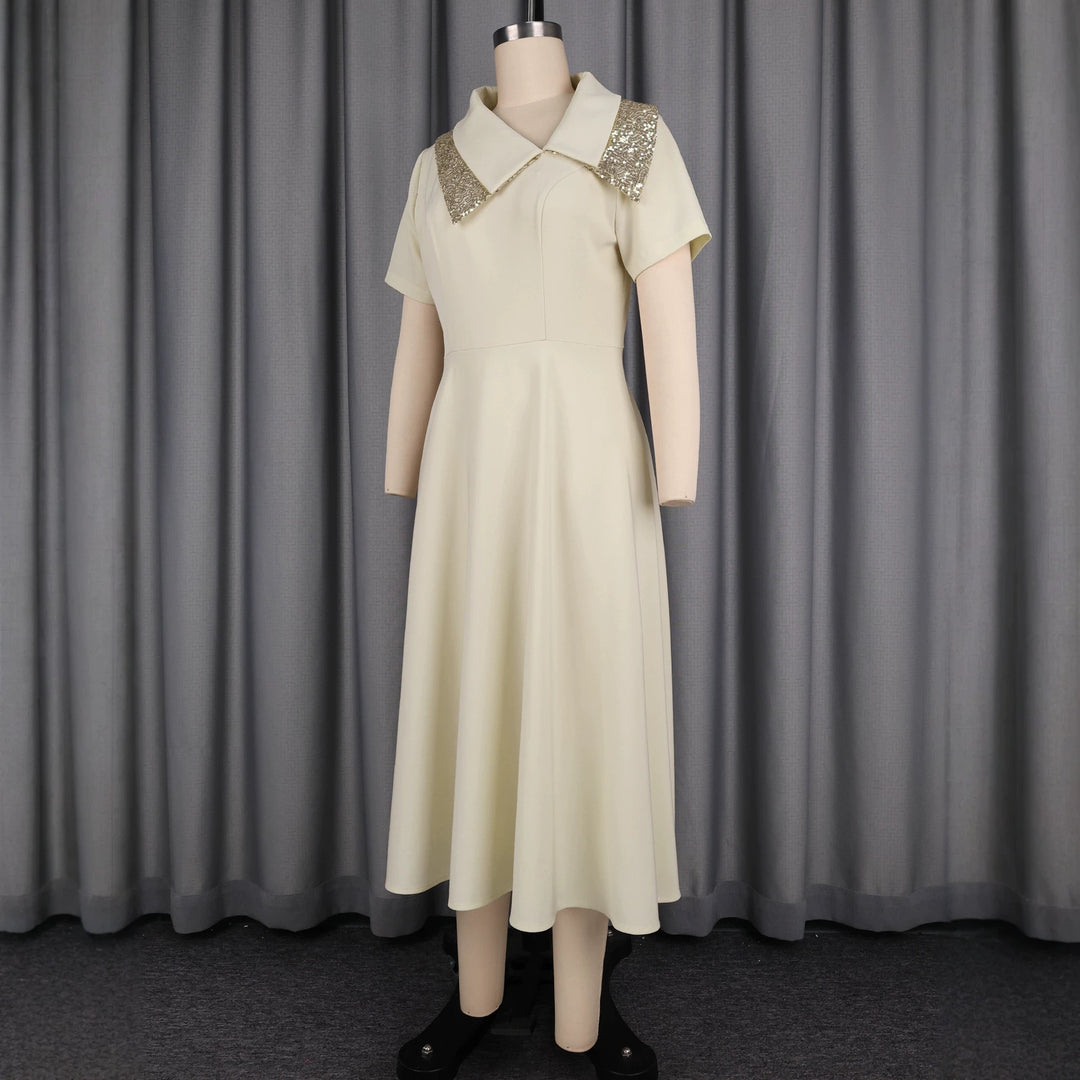 Damen Elegantes Kleid mit glamourösem Paillettenkragen R&B
