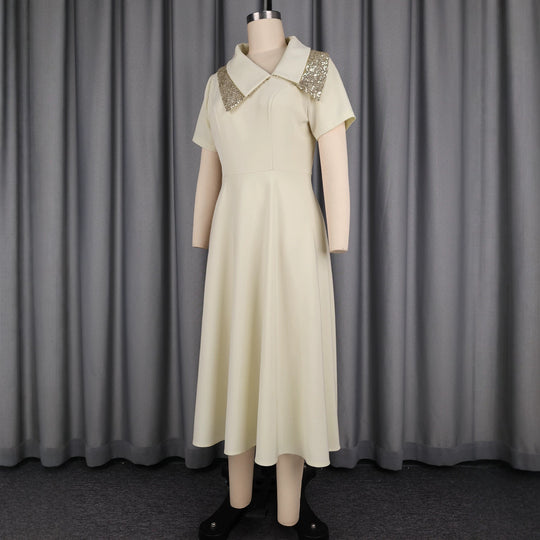 Damen Elegantes Kleid mit glamourösem Paillettenkragen R&B