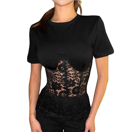Damenoberteil mit Spitzenakzenten und figurbetontem Design R&B