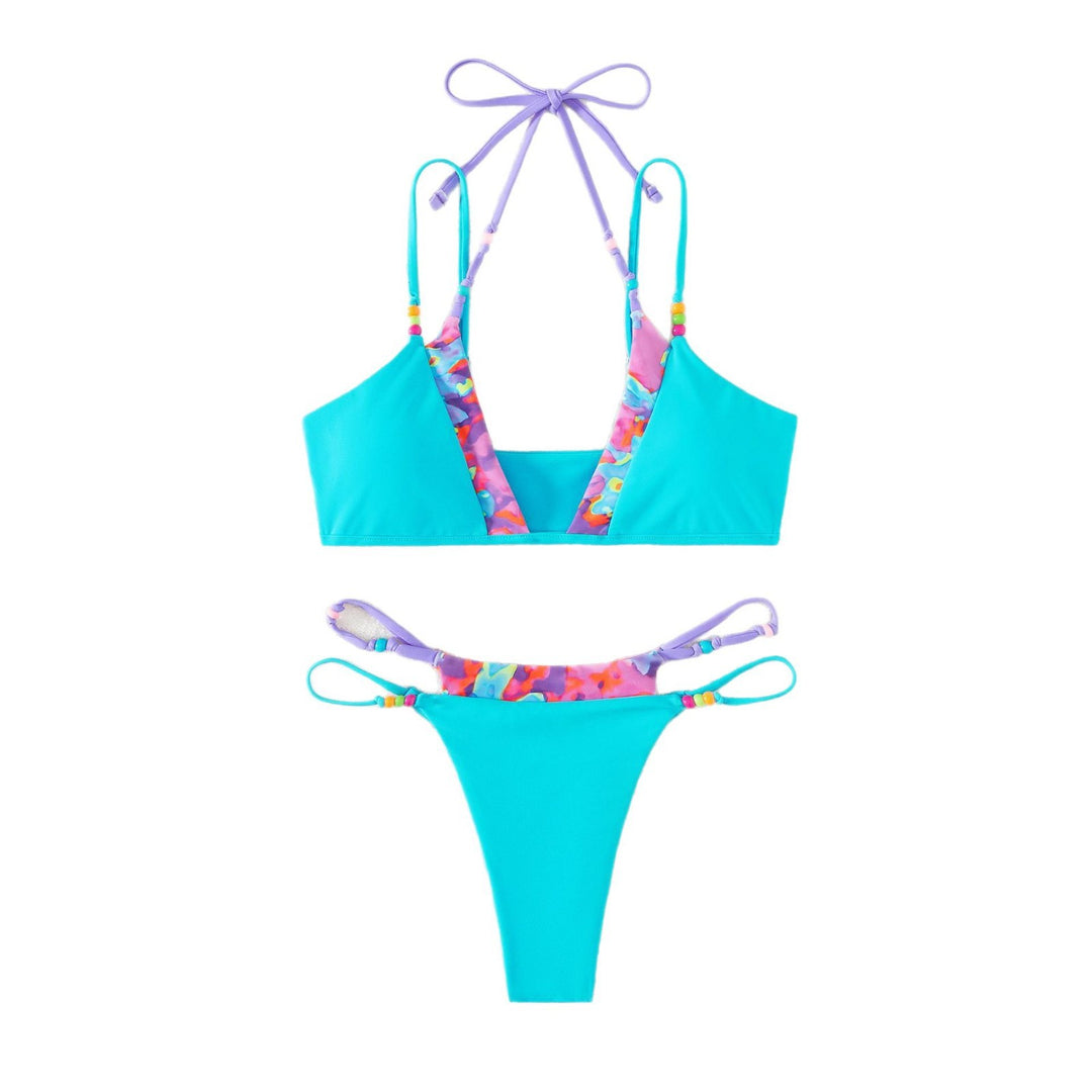 Damen verspielter Bikini mit buntem Floral-Design R&B