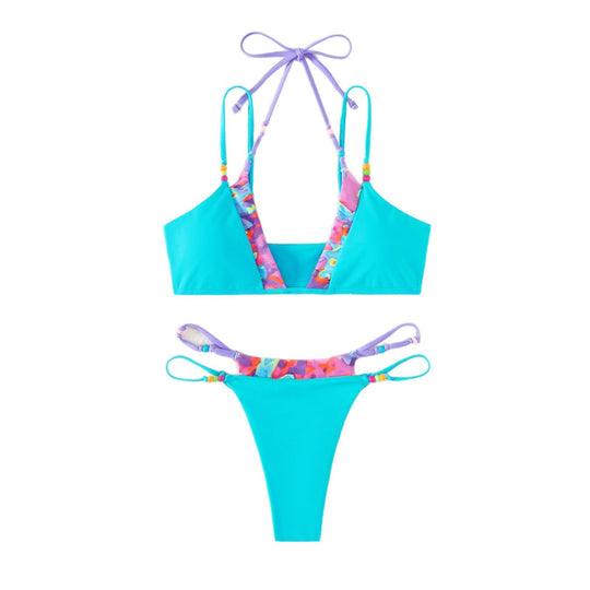 Damen verspielter Bikini mit buntem Floral-Design R&B