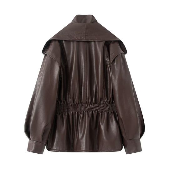 Damen elegante Bikerjacke mit lässigem Schnitt und voluminösen Ärmeln R&B