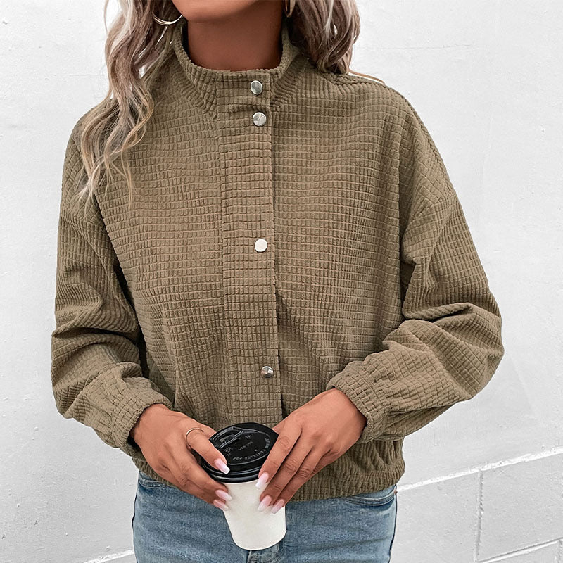 Damen Sweatjacke mit Stehkragen und strukturierter Oberfläche R&B