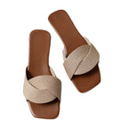Damen Flache Riemensandalen mit dekorativem Flechtmuster