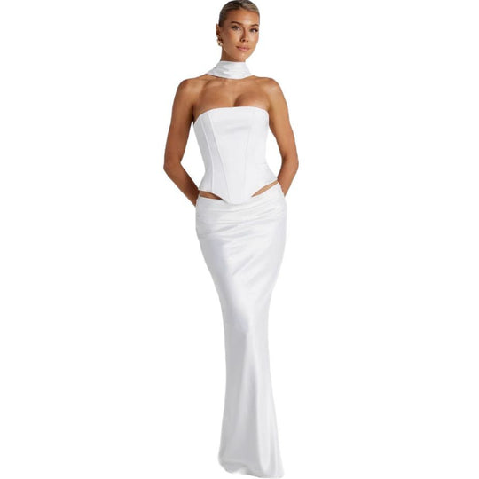 Damen Hochzeitskleid mit schulterfreiem Design und elegantem Taillenverband R&B