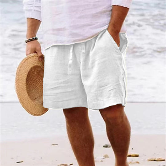 Herren luftige Leinen-Shorts mit elastischem Bund und praktischen Seitentaschen R&B