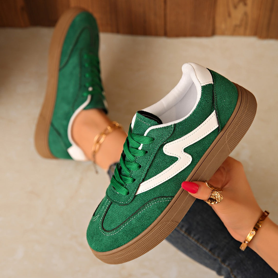 Damen Mode-Sneaker mit hochwertiger Veloursleder-Oberfläche und rutschfester Gummisohle R&B