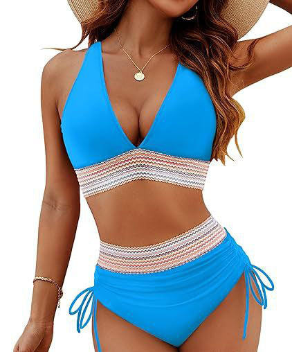 Damen Hochtailliertes Bikini-Set mit verstellbaren Trägern R&B