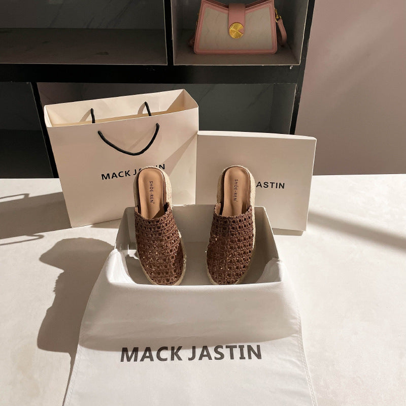 Damen Offene Clogs mit elegantem Geflecht R&B