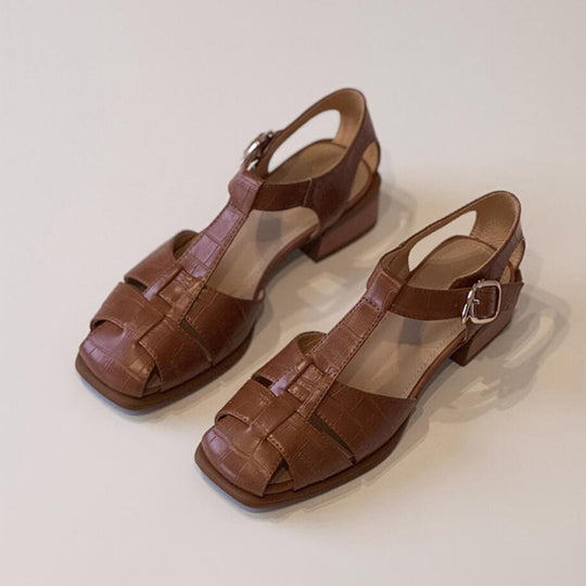 Damen Slingback Sandalen mit stilvollem Krokodillederdesign R&B