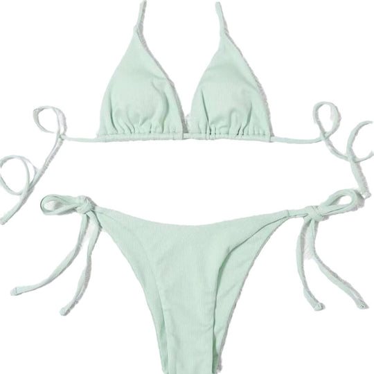 Damen Triangel-Bikini mit verstellbaren Bändern und raffinierten Schnürdetails R&B