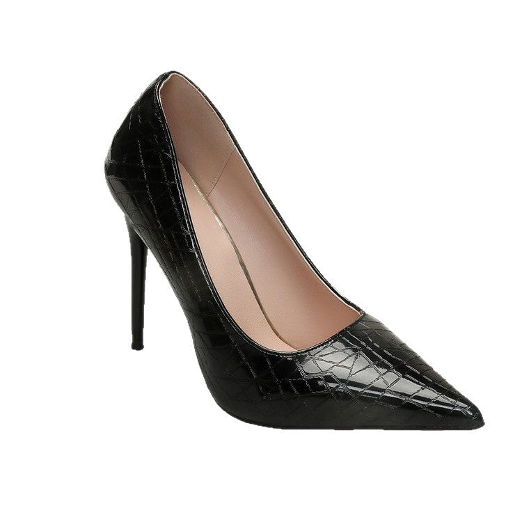 Damen elegante Stiletto-Pumps mit glänzender Lackoptik R&B