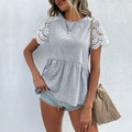 Damen T-Shirt mit Spitzenärmel und peplum Schnitt R&B