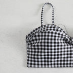 Damen Hochgeschnittener Karo-Bikini mit gepolstertem Oberteil