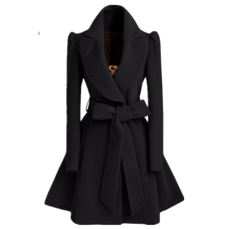 Damen modischer Trenchcoat mit tailliertem Schnitt und Gürtel R&B
