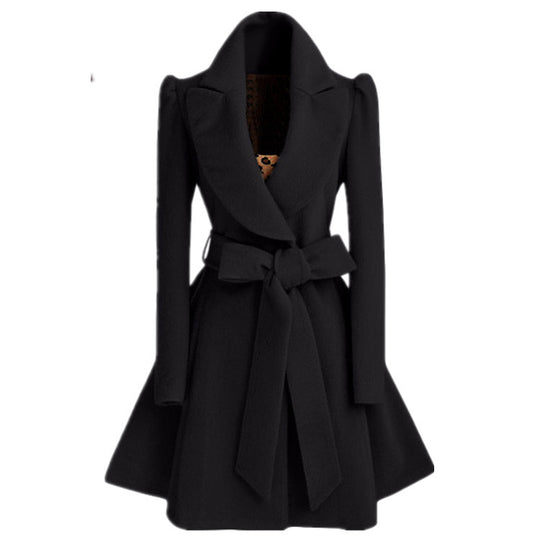 Damen modischer Trenchcoat mit tailliertem Schnitt und Gürtel R&B