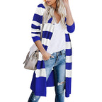 Damen Langer Strickcardigan mit gestreiftem Design R&B