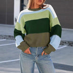 Damen Grobstrickpullover mit Farbblockdesign und oversized Schnitt R&B