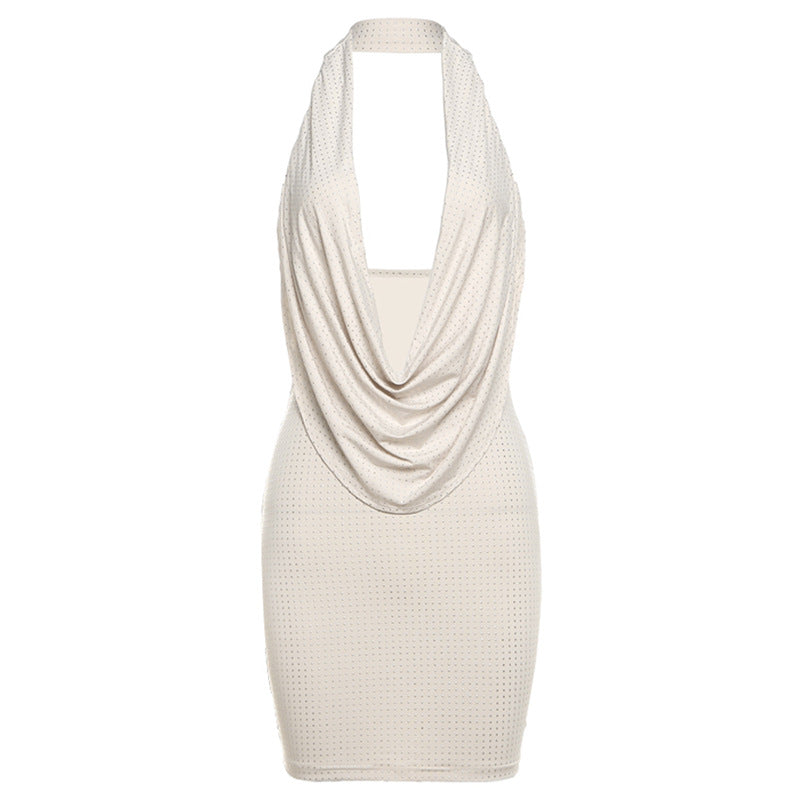 Damen Minikleid mit Drape-Effekt und tiefem Rückenausschnitt R&B