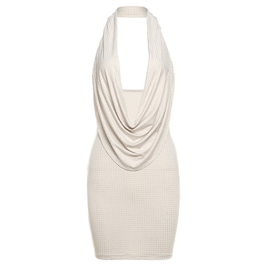 Damen Minikleid mit Drape-Effekt und tiefem Rückenausschnitt R&B