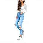 Damen Ripped Jeans mit lässigem Schnitt und hohem Bund R&B