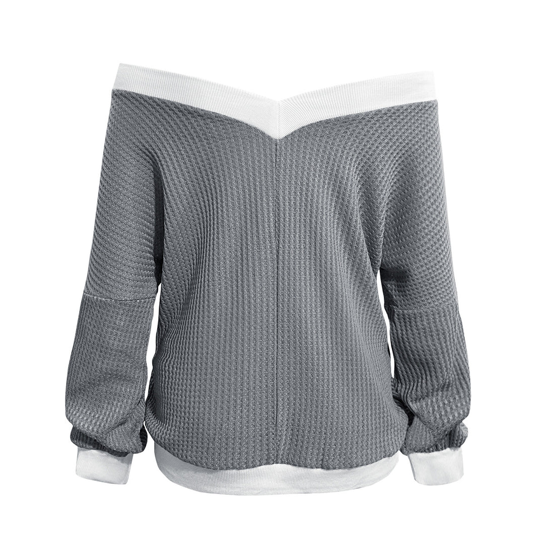 Damen Off-Shoulder Pullover im modernen Waffelstrick R&B