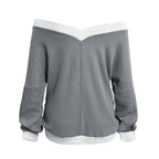 Damen Off-Shoulder Pullover im modernen Waffelstrick R&B