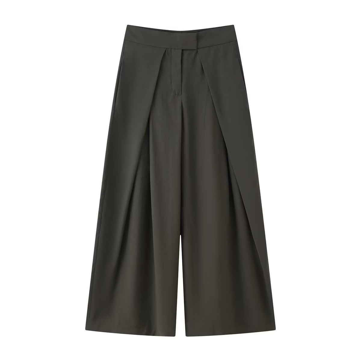 Damen weit geschnittene Culotte-Hose mit eleganten Falten und hohem Bund R&B