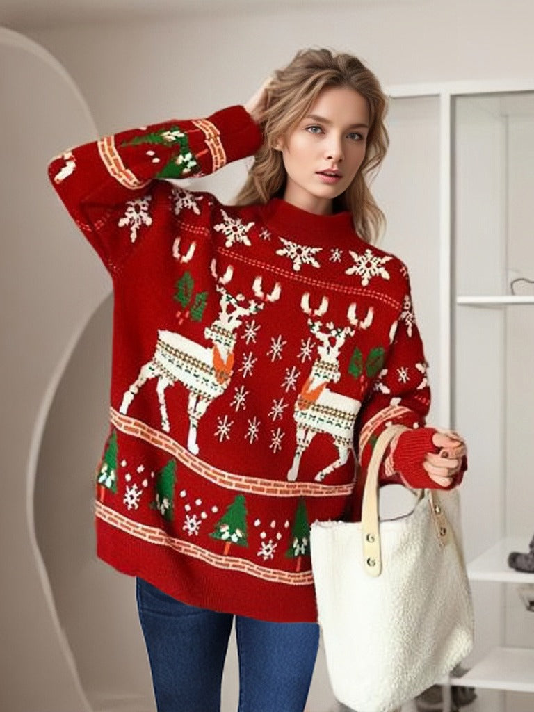 Damen Weihnachtspullover mit festlichen Motiven und lässigem Schnitt R&B