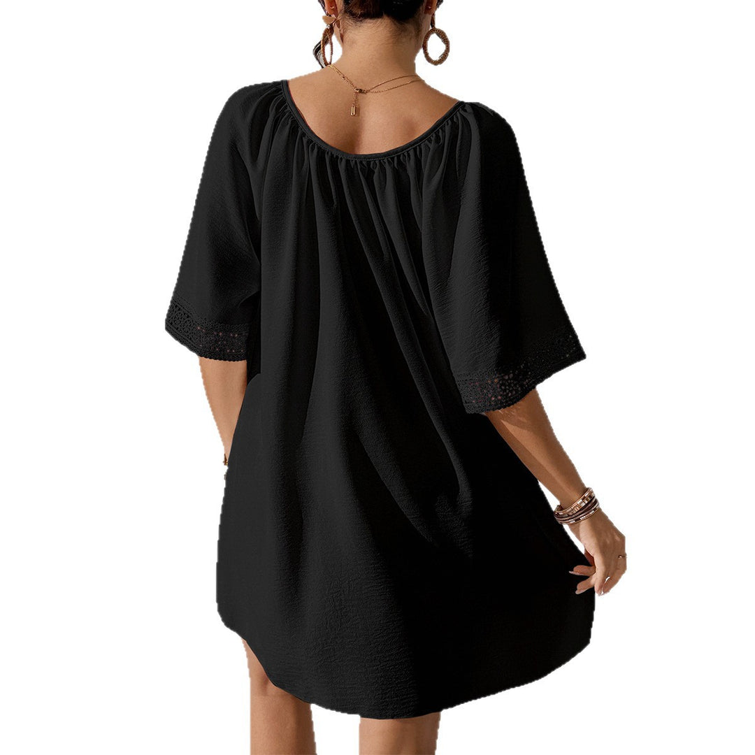 Damen luftiges Strandkleid mit verzierten Ärmeln R&B
