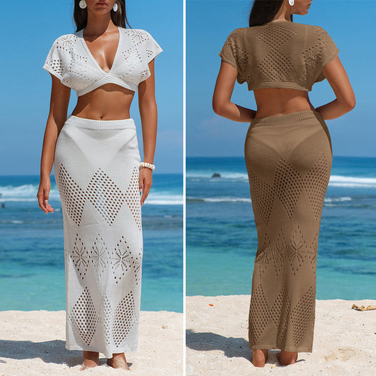 Damen Strickkleid mit offenen Mustern R&B