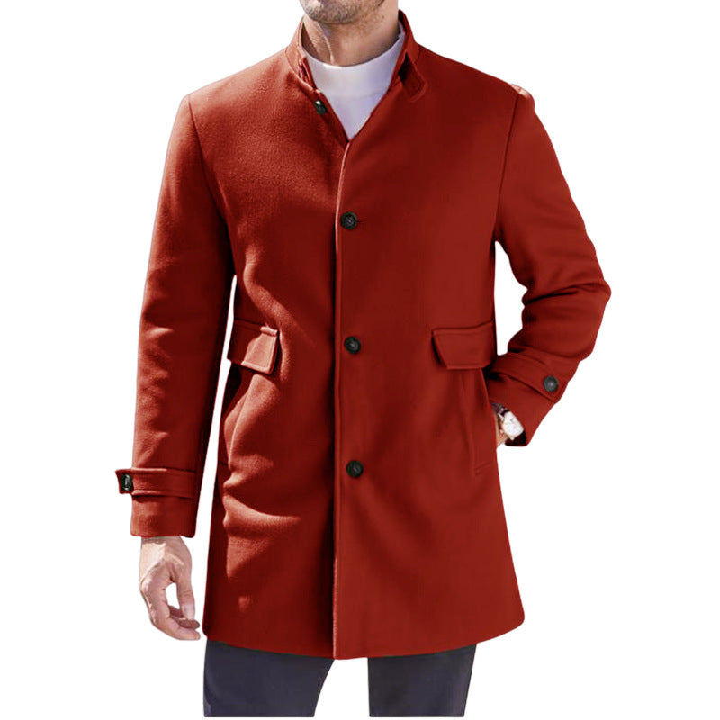 Herren eleganter Mantel mit praktischem Stehkragen und Taschen R&B