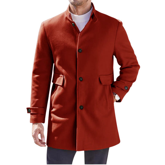 Herren eleganter Mantel mit praktischem Stehkragen und Taschen R&B