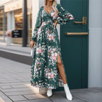 Damen Maxikleid mit floralem Design und seitlichem Schlitz R&B