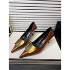 Damen spitze Stiletto-Pumps mit dekorativem Goldakzent R&B