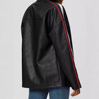 Damen Kunstlederjacke mit sportlichen Streifen R&B
