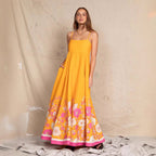 Damen Maxikleid mit floralem Design und eleganten Spaghettiträgern R&B