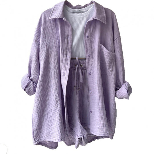 Damen lässige Oversized-Hemdjacke mit Gürtel R&B