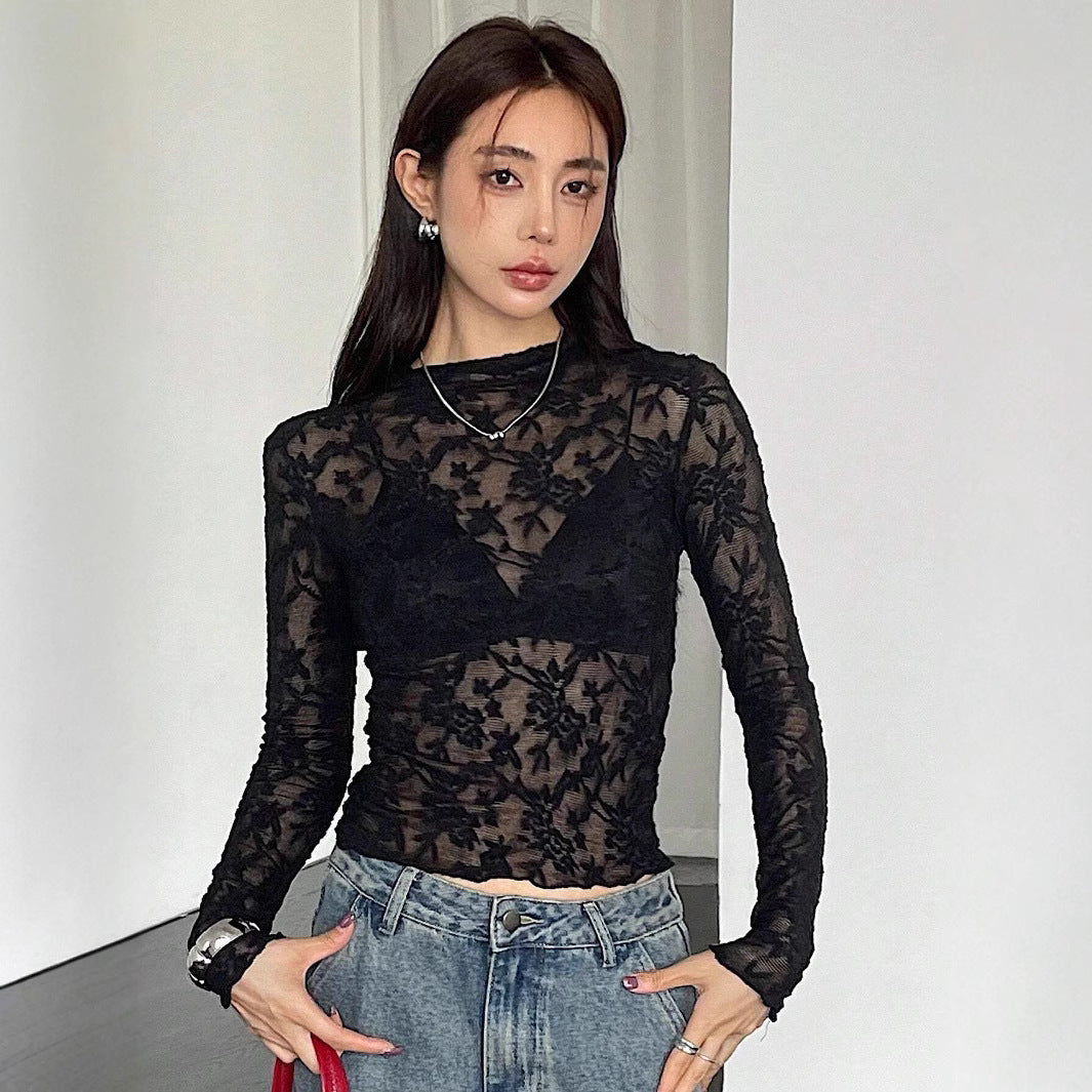Damen Transparente Bluse mit floralem Design R&B