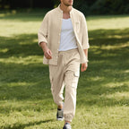 Herren entspannte Cargo-Hose und lässiges Hemd Set R&B