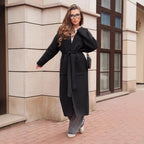 Damen Strickmantel mit Gürtel und praktischen Taschen R&B
