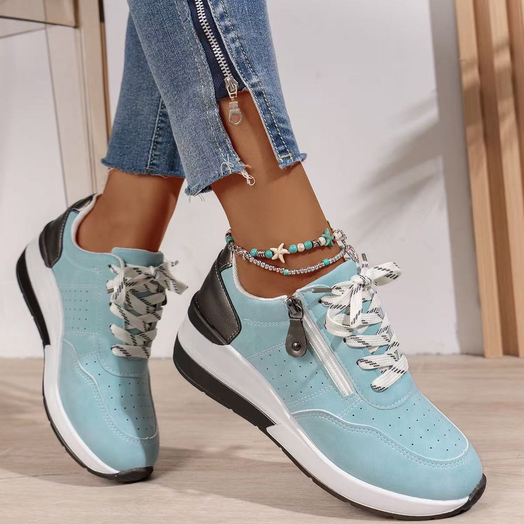 Damen Komfortable Sneakers mit modischem Reißverschluss und atmungsaktiver Sohle R&B