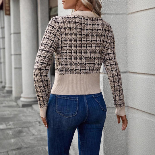 Damen eleganter Cardigan mit strukturiertem Gewebe und dekorativen Knöpfen R&B