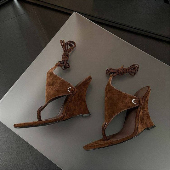 Damen Wedge-Sandalen mit modischem Leopardenprint und Riemchen R&B