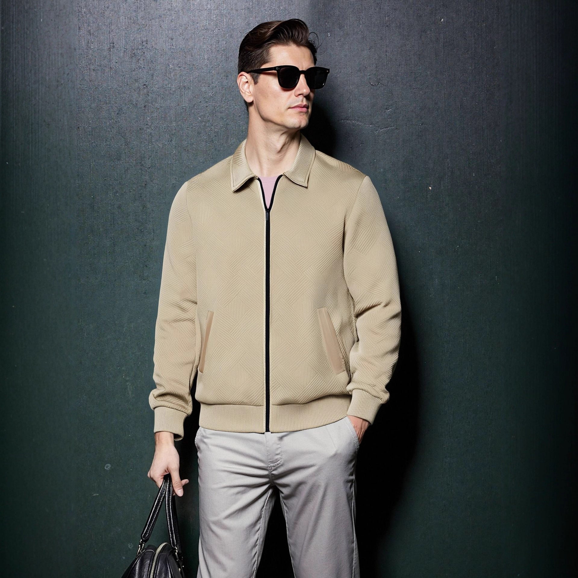 Herren sportliche Jacke mit strukturiertem Design und modernem Kragen R&B