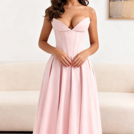 Damen Elegant geschnittenes Korsettkleid mit schwingendem Rock R&B