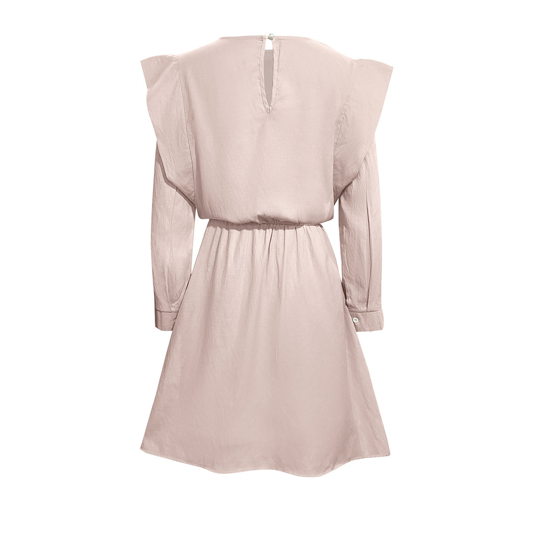 Damen elegantes Minikleid mit tailliertem Schnitt und schulterfreien Puffärmeln R&B