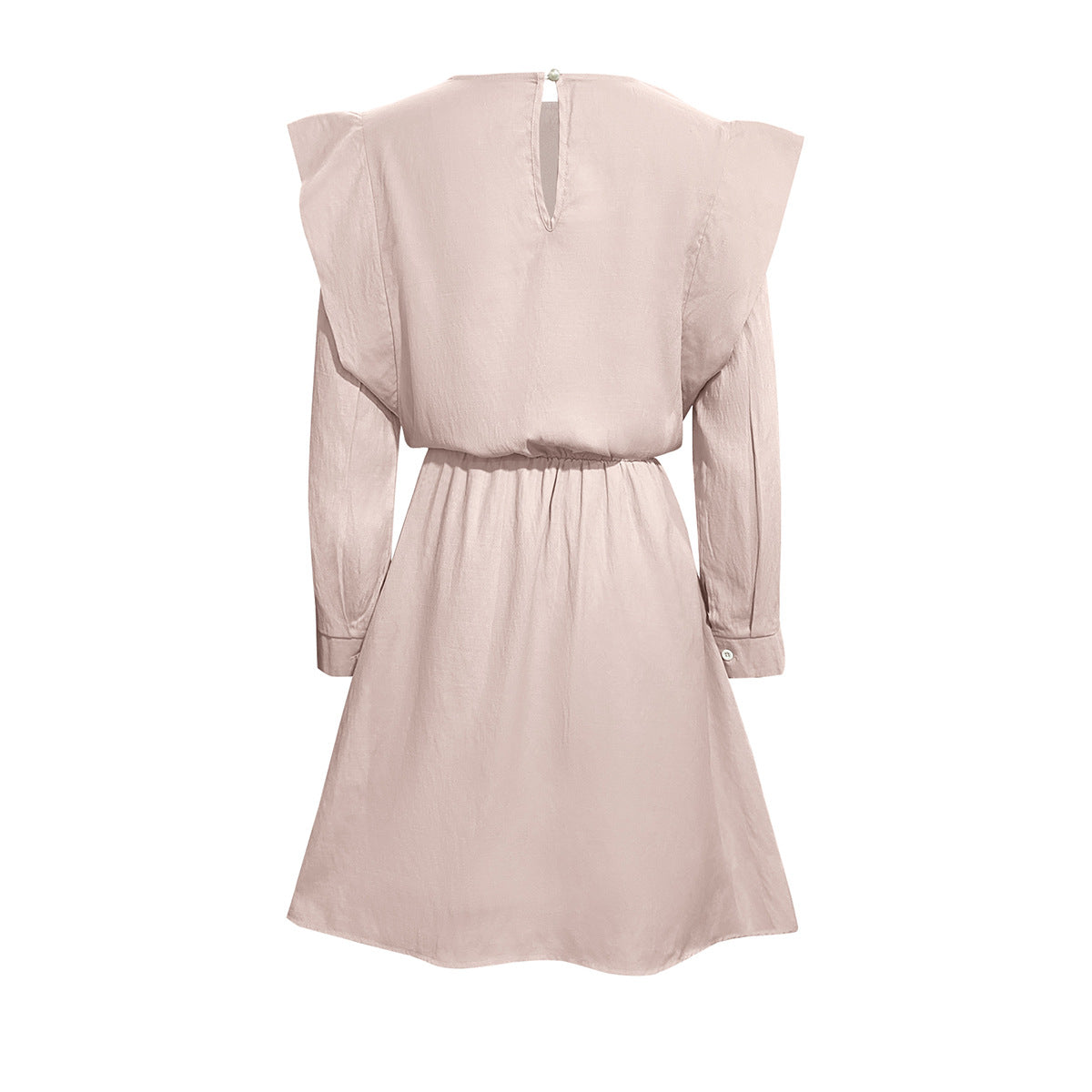 Damen elegantes Minikleid mit tailliertem Schnitt und schulterfreien Puffärmeln R&B