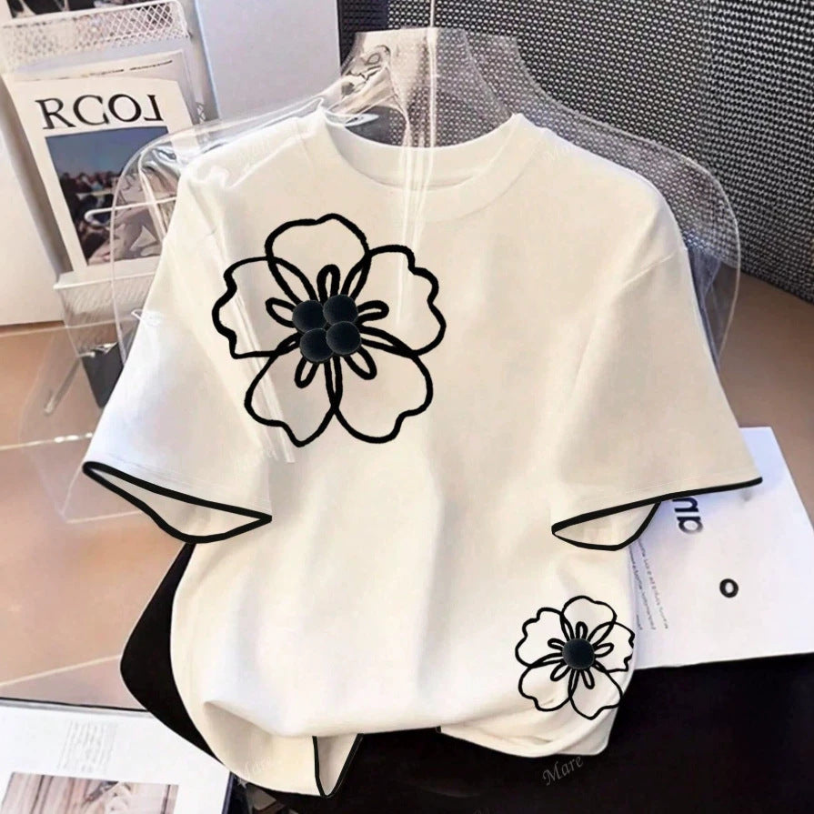 Damen T-Shirt mit floralem Design und lockerem Schnitt R&B